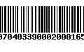 Código de Barras 00704033900020001658