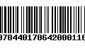 Código de Barras 00704401706420001161