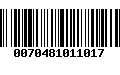 Código de Barras 0070481011017