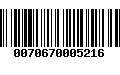 Código de Barras 0070670005216