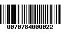 Código de Barras 0070784000022