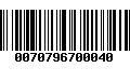 Código de Barras 0070796700040