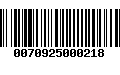 Código de Barras 0070925000218