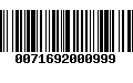 Código de Barras 0071692000999