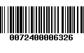 Código de Barras 0072400006326