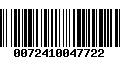 Código de Barras 0072410047722
