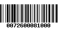 Código de Barras 0072600081000