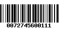 Código de Barras 0072745600111