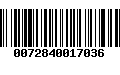 Código de Barras 0072840017036