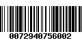 Código de Barras 0072940756002