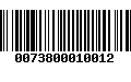 Código de Barras 0073800010012