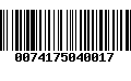 Código de Barras 0074175040017