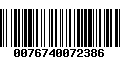 Código de Barras 0076740072386