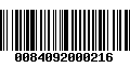 Código de Barras 0084092000216