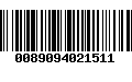 Código de Barras 0089094021511