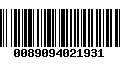 Código de Barras 0089094021931