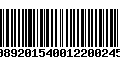 Código de Barras 00892015400122002457