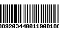 Código de Barras 00892034400119001864