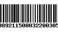 Código de Barras 00892115000322003057