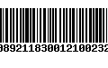 Código de Barras 00892118300121002327