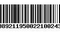 Código de Barras 00892119500221002435