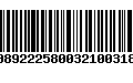 Código de Barras 00892225800321003180