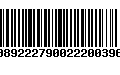 Código de Barras 00892227900222003963