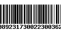 Código de Barras 00892317300223003627