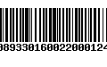 Código de Barras 00893301600220001241