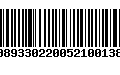 Código de Barras 00893302200521001385