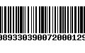 Código de Barras 00893303900720001290