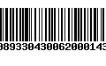Código de Barras 00893304300620001434