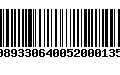 Código de Barras 00893306400520001355