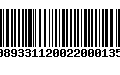 Código de Barras 00893311200220001356