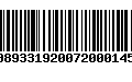 Código de Barras 00893319200720001452