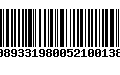 Código de Barras 00893319800521001387