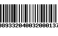 Código de Barras 00893320400320001371