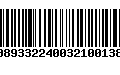 Código de Barras 00893322400321001385