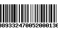 Código de Barras 00893324700520001369