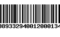 Código de Barras 00893329400120001343