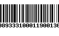 Código de Barras 00893331000119001368