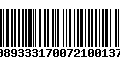 Código de Barras 00893331700721001373