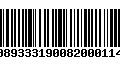 Código de Barras 00893331900820001148