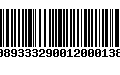 Código de Barras 00893332900120001380