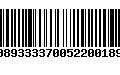 Código de Barras 00893333700522001891