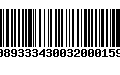 Código de Barras 00893334300320001599