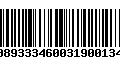 Código de Barras 00893334600319001341