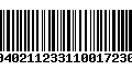 Código de Barras 010040211233110017230803