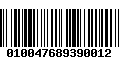 Código de Barras 010047689390012