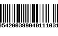 Código de Barras 0105420039904011103107